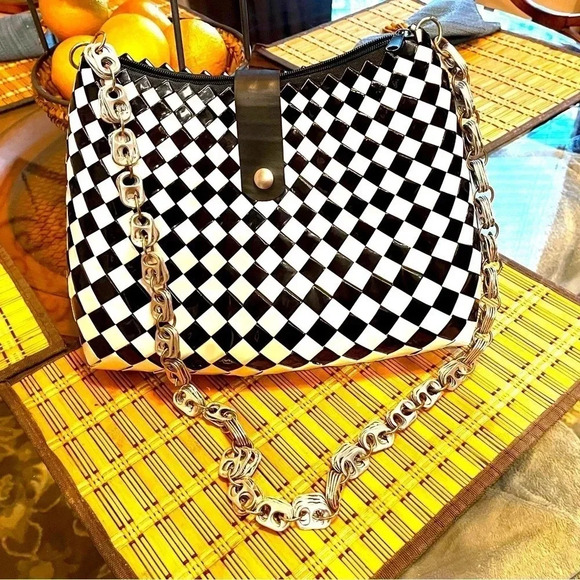 Nahui Ollin Handbags - Nahui Ollin Black and White Checkered Shoulder Bag